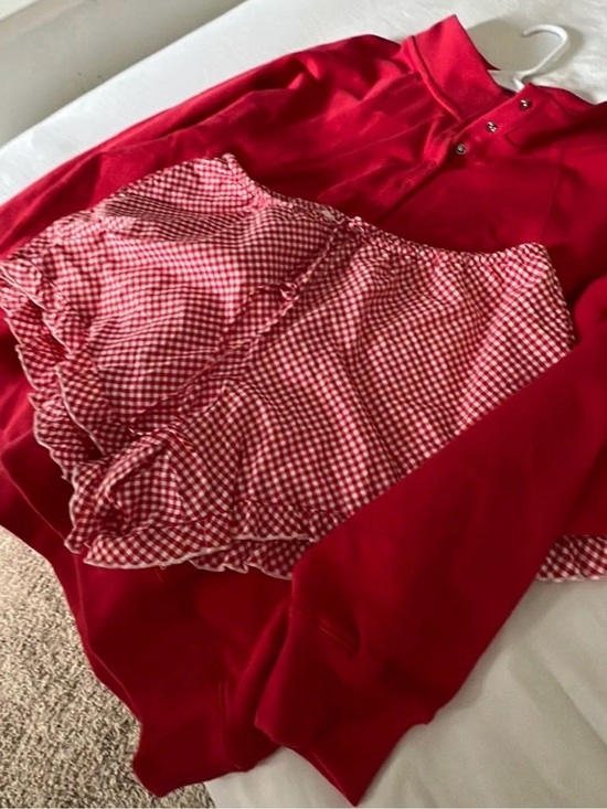 Parke Tops - Women's Red Ruffle-Paneled Pullover Hoodie